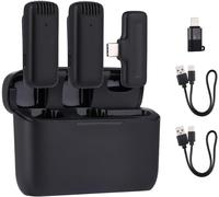Wireless Microphone Avec Étui De Chargement - Microphone De Lavalier Sans Fil Pour Iphone/Android/Pc/Laptop, Plug&Play, 2 Mics Diffusion En Direct, Vlog/Tiktok, Avec Réduction Intelligente D[X622]