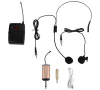 Wireless Microphone Set with Head-Wear + Lavalier Lapel Mics mitter Receiver UHF Frequency for