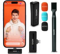Wireless Mini DI Ultra Compact Wireless Lavalier Microphone for iPhone with WMX-HM Handheld Adapter-Lapel Mic with Handle Mount for Content Creators,Interviews,Reporting and More