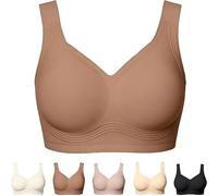 Wireless Push up Bras Super Firming Bra Full Coverage Wireless Bras Comfortable Push up Bras for Women (Coffee,Moyen)