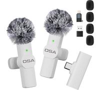 Wireless Tie Microphone USB-C for iPhone/Android/PC/Laptop,Wireless Microphone for Live Stream,Vlog,TikTok,Youtube,Clip Plug-Play on Micro-White
