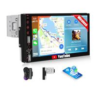[WIRELSS] CAMECHO 7 Pouces 1 DIN Autoradio Écran Tactile avec CarPlay sans Fil Android Auto, Radio avec HD Écran Tactile Auto Bluetooth Lien Miroir FM/EQ USB/TF Port/AUX-in+SWC