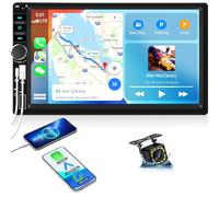 [WIRELSS] CAMECHO 7 Pouces 2 DIN Carplay Autoradio Écran Tactile avec CarPlay sans Fil Android Auto, Radio avec HD Écran Tactile Auto Bluetooth Lien Miroir FM/EQ USB/Type-C AUX-in+ Caméra de recul