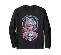 Wires and Wolves Cyber Woman Wolf Skull Tech Dream Rose Manche Longue