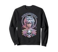 Wires and Wolves Cyber Woman Wolf Skull Tech Dream Rose Sweatshirt