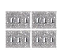 WIRESTER Lot de 4 plaques murales argentées brillantes avec strass pour interrupteur à bascule 3 interrupteurs
