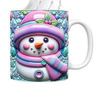 wiroouia Mugs à Café de Noël, Mugs En Céramique, Design 3D Bonhomme de Neige 35cl pour Vacances Thé Chocolat Cuisine Fêtes Anniversaire Femmes