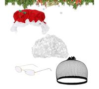 wiroouia Perruques Granny pour femmes, perruque de Noël - Perruque de cosplay de costume de grand-mère | Accessoires de Costume de noël, perruque, chapeau, lunettes, filet à cheveux pour fête de