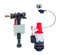 Wirquin 10723598 Chasse d'eau wc complète mécanisme wc double chasse MW2 & robinet flotteur à alimentation double Doblo, gris et rouge