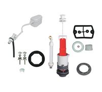 Wirquin 10724086 Chasse d'eau wc complète mécanisme simple chasse à tirette MXS & robinet flotteur à levier latéral F12, gris et rouge