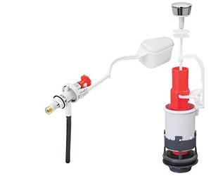 Wirquin 10724138 Chasse d'eau wc complète mécanisme wc simple chasse MP & robinet flotteur à alimentation latérale F80, gris et rouge