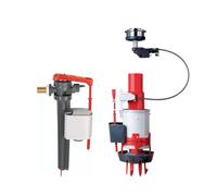 Wirquin 10724144 Chasse d'eau wc complète mécanisme wc double chasse Easy & robinet flotteur à alimentation latérale Jollyfill, gris et rouge