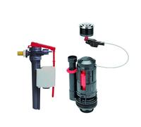 Wirquin 10724825 Mécanisme WC Flexiflow Robinet Flotteur Jollyfill Chromé | Double chasse 3/6 L, commande à câble, robinet flotteur latéral, compatible réservoirs standards
