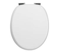 Wirquin 20719569 Abattant WC Woody Lux blanc en MDF avec frein de chute et charnières inox, forme U