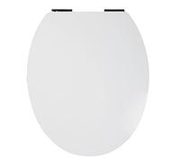 Wirquin 20719794 Abattant WC Diplomat blanc brillant en MDF avec frein de chute, déclipsable, top fix et charnières en inox, forme en U