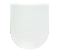 Wirquin 20721280 Abattant WC Amiral blanc en thermodur avec frein de chute, top fix, déclipsable et charnières en inox, forme en D