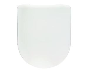 Wirquin 20721280 Abattant WC Amiral blanc en thermodur avec frein de chute, top fix, déclipsable et charnières en inox, forme en D