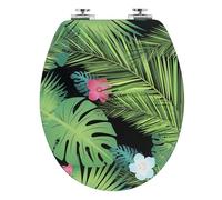Wirquin 20722133 Abattant WC Diplomat Jungle vert et bois en MDF 100% FSC finition mate avec frein de chute et charnières en inox