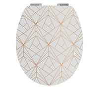 Wirquin 20722723 Abattant WC Diplomat Geometric Gold en MDF avec frein de chute et charnières en inox, forme en U