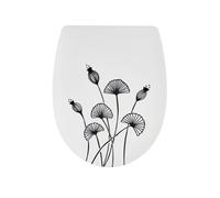 Wirquin 20723074 Abattant WC Marbella Floral Noir | Thermoplastique, frein de chute, déclipsable, forme universelle, charnières plastiques