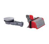 Wirquin 30719686 Bonde de Douche Slim D90 dôme abs Sortie D40-43, Gris & 30723382 Membrane Slim + avec Filtre à Cheveux Amovible pour bonde de Douche, Rouge et Gris