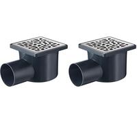 Wirquin 30720725 Siphon de Sol de Douche à l'italienne 10x10 cm avec Sortie Horizontale et Grille INOX Design Galets, chromé (Lot de 2)