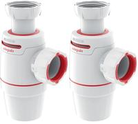 Wirquin 30722148 Siphon lavabo Néo Air blanc Ø32 avec anti-vide intégré, réglable, compact, zéro fuite (Lot de 2)