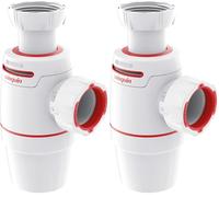 Wirquin 30722158 Siphon lavabo Néo Air blanc Ø32 avec anti-vide intégré, réglable, compact, zéro fuite (Lot de 2)