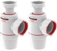Wirquin 30722160 Siphon de lavabo Néo Air entrée 1/4 & sortie Ø40 zéro fuite, blanc (Lot de 2)