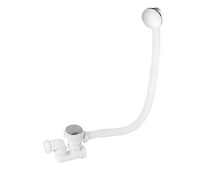 Wirquin 30723100 Ensemble complet vidage de baignoire L700 mm avec siphon orientable Ø40, clapet recouvrant et cache trop plein, blanc et chromé