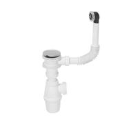 Wirquin 30723101 Ensemble complet vidage pour lavabo avec clapet en inox et trop-plein, blanc
