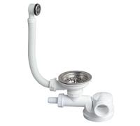 Wirquin 30723112 Kit Bonde Siphon Évier Espace 1 Bac Ø90 mm Manuel | Gain de place, anti-odeurs, installation facile, accessible si bouchage, commande manuelle, fabriqué en France, chromé