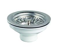 Wirquin 30723118 Bonde à panier en inox pour évier ø90 1 bac à commande manuelle sans trop-plein, chromé