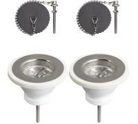 Wirquin 30723129 Bonde pour évier de cuisine 1 bac Ø60 mm avec bouchon sans trop-plein, blanc (Lot de 2)