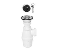 Wirquin 30718876 Ensemble complet vidage pour lavabo avec bonde à bouchon, sans trop plein, blanc et chromé