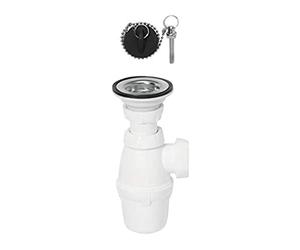 Wirquin 30723224 Kit Bonde Siphon Lavabo Tout-En-Un Ø32 mm Chromé | Adapté lavabos avec trop-plein intégré, bouchon à chaînette 25 cm, entretien facile, installation facile, fabriqué en France