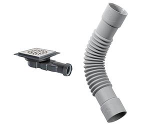 Wirquin 30723462 - Venisio Compact, Bonde à chaper ultra-compact (douche à l'italienne) 30723462 Gris & 79008001 Magicoude Raccord Universel Diamètre 40 mm, Gris