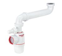 Wirquin 30723726 Siphon Évier Néo Air 1 Bac Ø40 mm avec Tubulure | Étanche, zéro bruit, anti-odeurs, anti-vide intégré, installation facile, gain de place, fabriqué en France, blanc et rouge