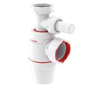 Wirquin 30723905 Siphon évier Néo blanc Ø40 avec prise machine à laver, réglable, compact, zéro fuite