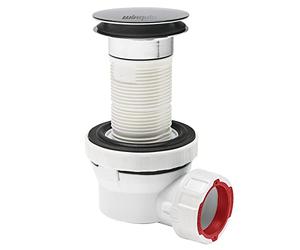 Wirquin 30723976 Kit Bonde Siphon Lavabo Nano 6.7 Ø32 mm Dôme Chromé | 1/4 de tour, fermeture Quick-Clac, hauteur 100 mm, laiton, gain de place, anti-odeurs, entretien facile, installation facile