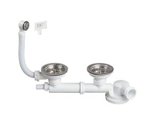Wirquin 30723991 Vidage pour évier 2 bacs Espace D90 avec bonde à panier, blanc