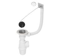 Wirquin 30724013 Kit vidage évier 1 bac, 60 avec bonde, siphon et trop-plein, blanc