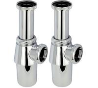 Wirquin 30724027 Siphon de lavabo en laiton Ø32, chromé (Lot de 2)