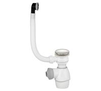 Wirquin 30724253 Kit bonde et siphon lavabo Tout En Un à clapet recouvrant Quick-clac et trop-plein extérieur rond pour lavabo, blanc