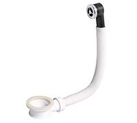 Wirquin 39007001 Trop-plein de lavabo flexible 300 mm et grille ABS chromé ronde ø28 mm, chromé