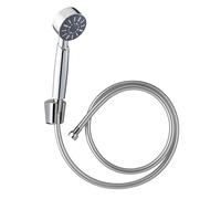 Wirquin 60720871 Pommeau de douche Easy chromé 1 jet anti-calcaire, bouton stop jet avec flexible anti-torsion 1m75
