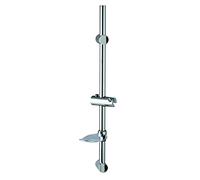 Wirquin 60723474 Barre de douche Ø25 en inox avec curseur en ABS chromé ajustable et porte-savon, chromé