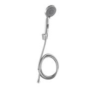 Wirquin 60724876 Pommeau de douche Cindy chromé 4 jets anti-calcaire, bouton stop Jet avec flexible inox 1m50