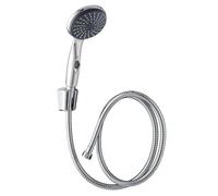 Wirquin 60724877 Pommeau de douche Flora chromé 1 jet anti-calcaire, bouton stop jet avec flexible inox 1m50