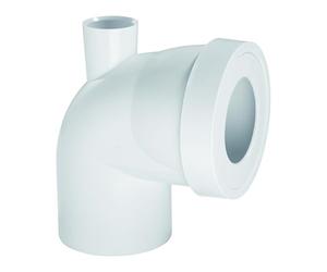 Wirquin 71020201 Pipe wc rigide coudée, mâle, courte, à coller, avec piquage, blanc